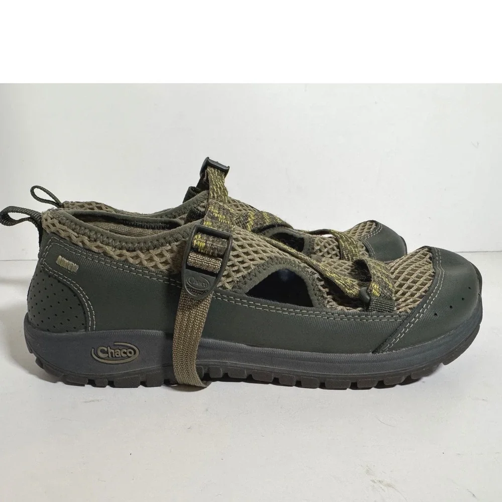 Chaco Outcross Kids Junior Water Shoes Olive Green Mesh Hiking Sandals Size 5